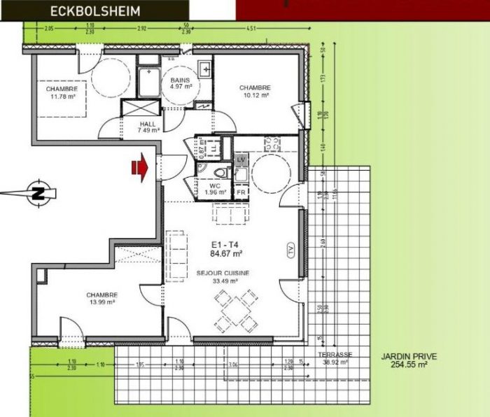 Appartement à vendre, 4 pièces - Eckbolsheim 67201
