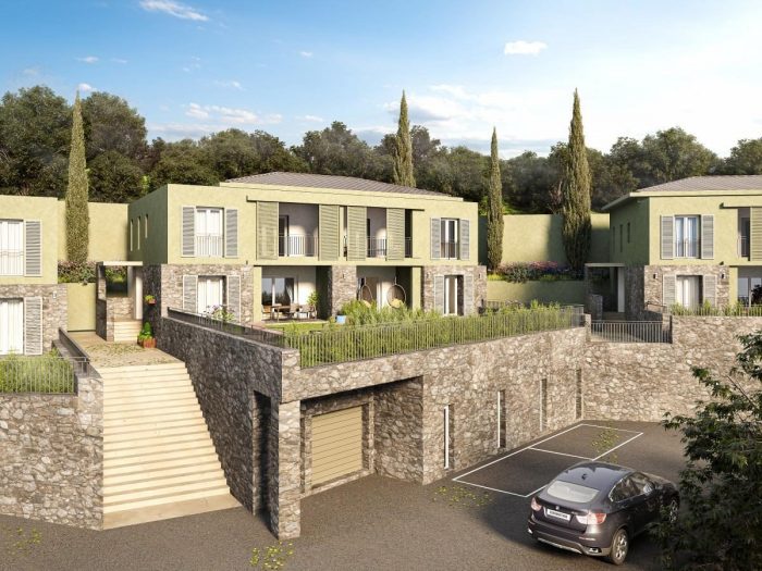 Villa jumelée T4 neuve en duplex avec vue mer et terrasses à la sortie Sud de Bastia.