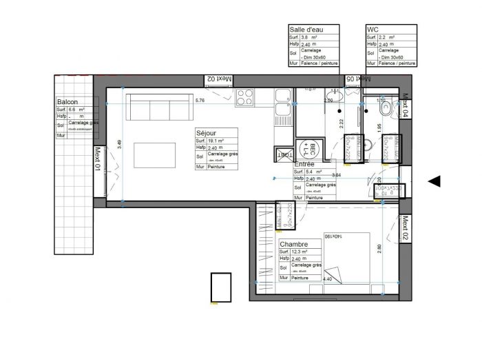Photo Appartement T2 R+1 de 43m² neuf avec balcon de 7m² dans Saint-Florent centre image 4/4