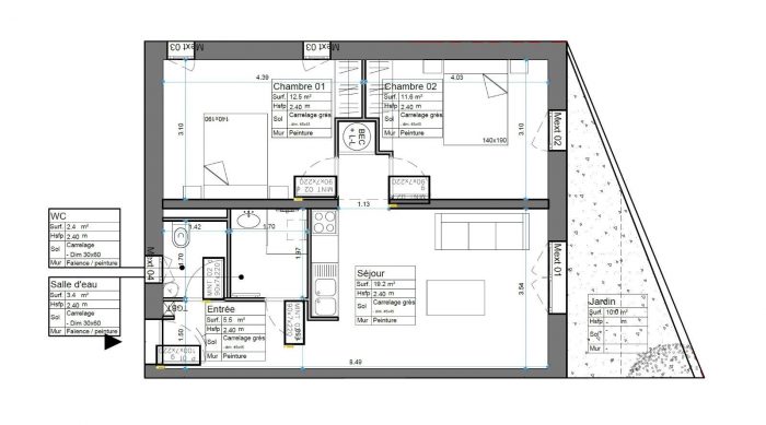 Photo Appartement T2 R+1 de 56m² neuf avec balcon de 9m² dans Saint-Florent centre image 4/4