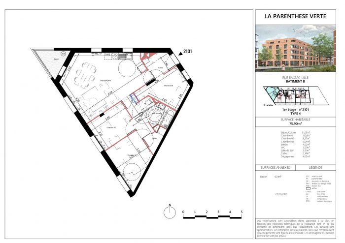 Appartement à vendre, 4 pièces - Lille 59000