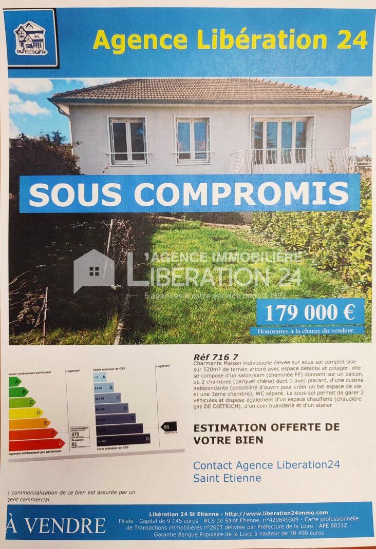 Vente Maison 70m² 4 Pièces à Saint Etienne (42100) - Libération 24