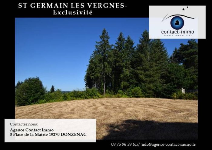 Terrain constructible à vendre, 1865 m² - St germain les vergnes 19330