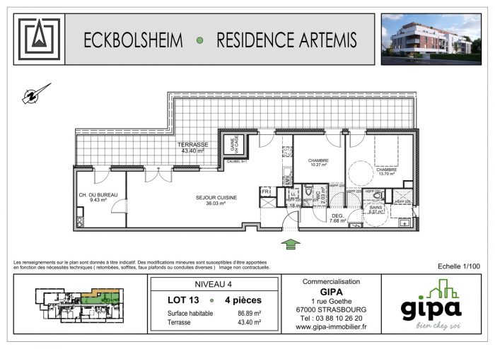 Appartement à vendre, 4 pièces - Eckbolsheim 67201