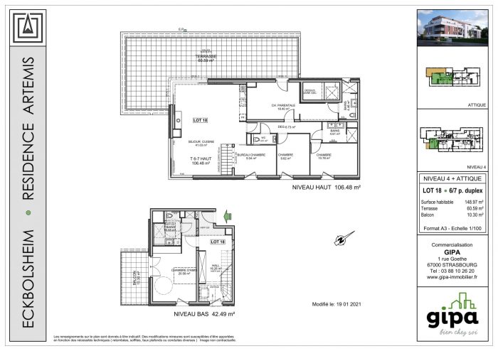 Duplex à vendre, 6 pièces - Eckbolsheim 67201