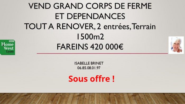 Ferme à vendre, 4 pièces - Fareins 01480