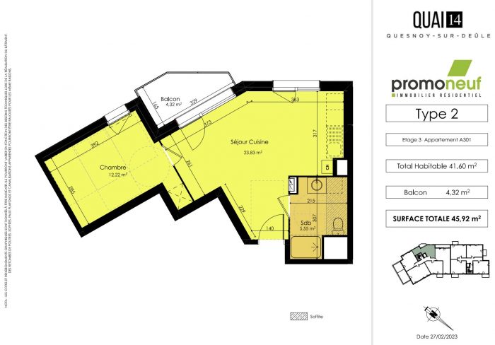 Appartement à vendre, 2 pièces - Quesnoy-sur-Deûle 59890