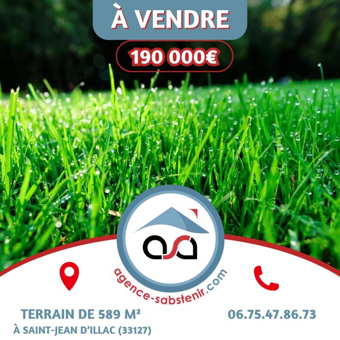 Terrain constructible à vendre, 05 a 89 ca - Saint-Jean-d'Illac 33127