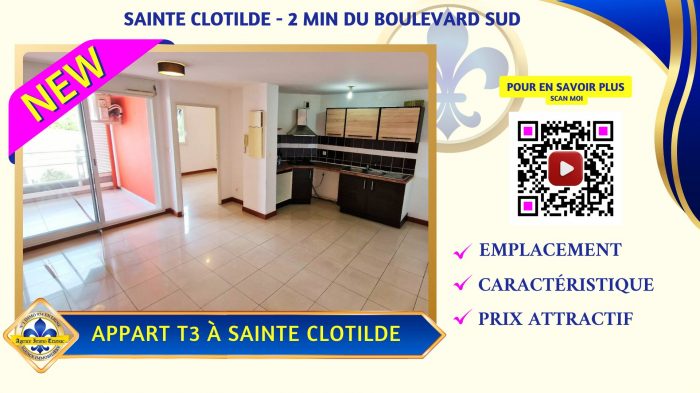 Confort Urbain et Praticité pour cet Appartement T3 Lumineux et Central à Sainte Clotilde