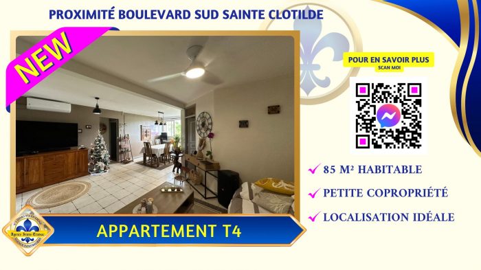 Appartement à vendre, 4 pièces - Saint-Denis 97490
