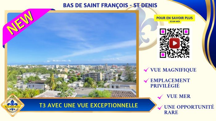 Appartement à vendre, 3 pièces - Saint-Denis 97400