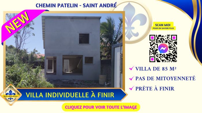 Maison individuelle à vendre, 4 pièces - Saint-André 97440