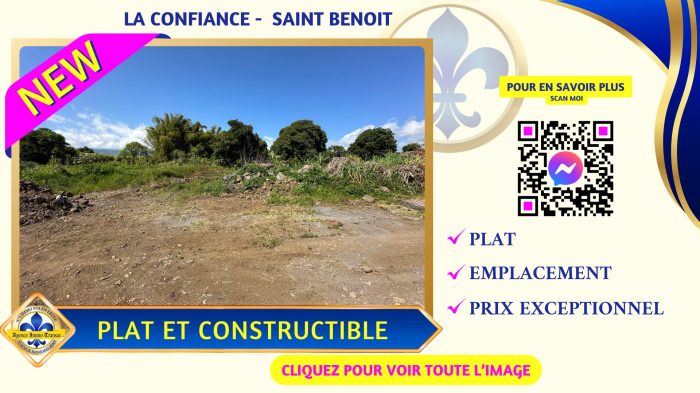 Terrain constructible à vendre, 290 m² - Saint-Benoît 97470