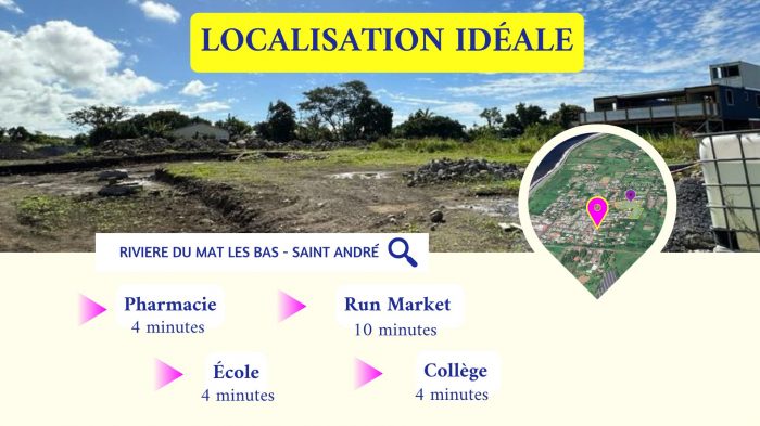 Terrain constructible à vendre, 355 m² - Saint-André 97440