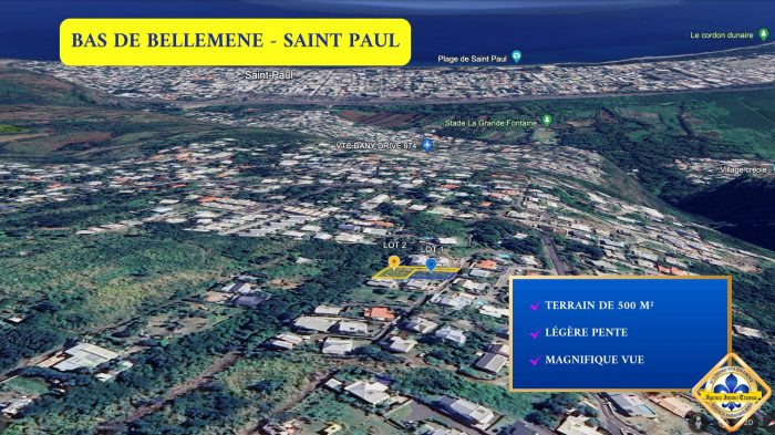 Terrain constructible à vendre, 500 m² - Saint-Paul 97460