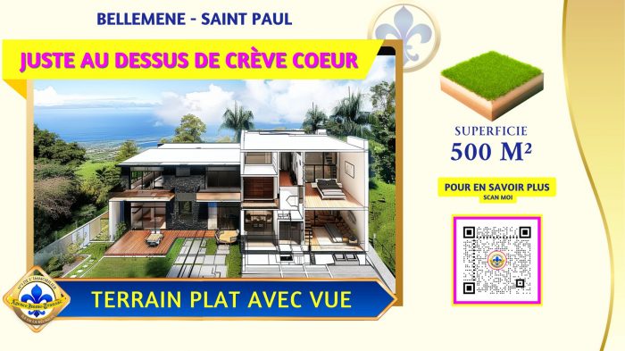 Terrain constructible à vendre, 500 m² - Saint-Paul 97460
