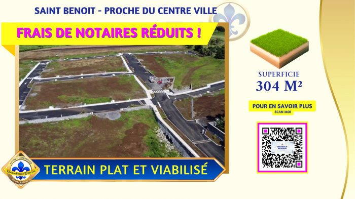 Terrain constructible à vendre, 304 m² - Saint-Benoît 97470