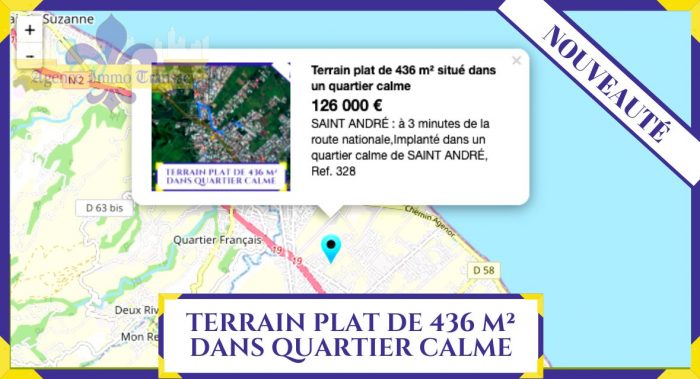 Terrain constructible à vendre, 436 m² - Saint-André 97440