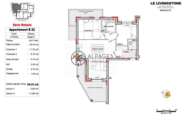 Appartement à vendre, 3 pièces - Vars 05560