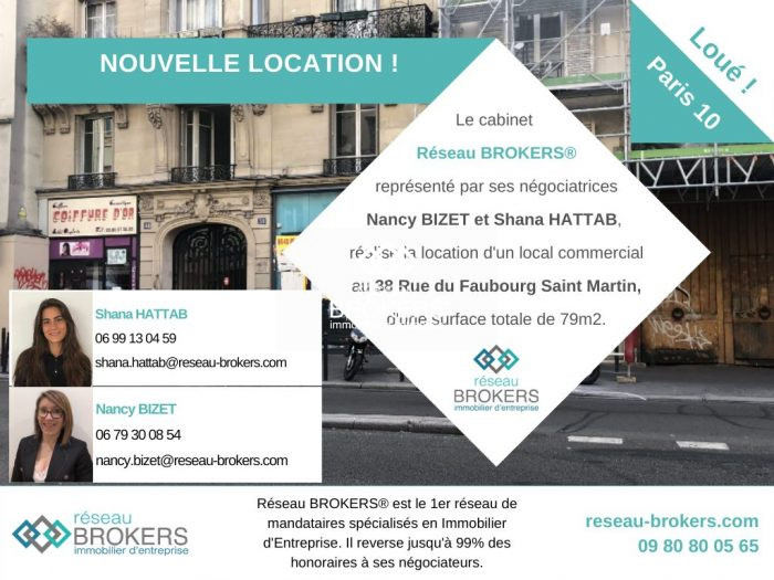 Local commercial à louer, 79 m² - Paris 75010
