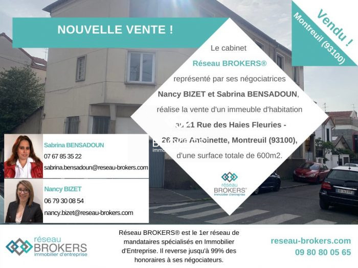 Immeuble à vendre, 600 m² - Montreuil 93100