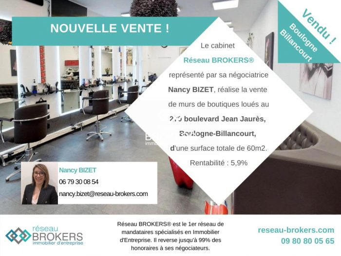 Local commercial à vendre, 60 m² - Boulogne-Billancourt 92100