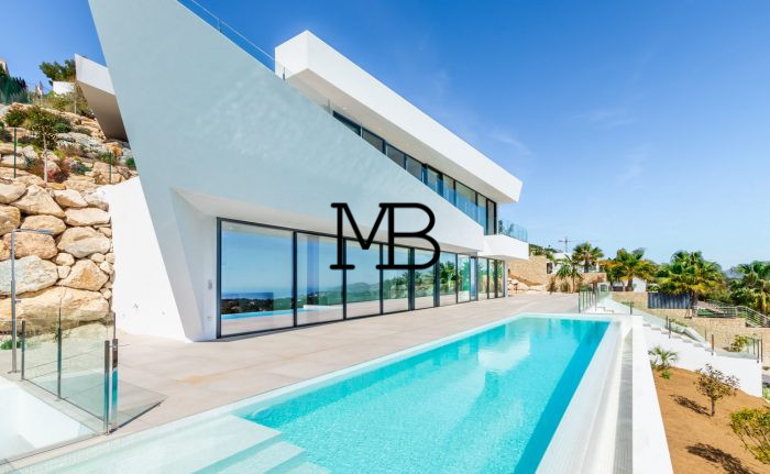 Photo Nouvelle villa moderne en construction de designer exclusive avec vue panoramique sur la mer Méditerranée à Racó de Galeno (Benissa), Costa Blanca. Avec 560 m² construits, ascenseur. image 1/41