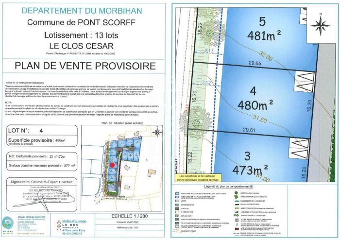 Terrain constructible à vendre, 480 m² - Pont-Scorff 56620