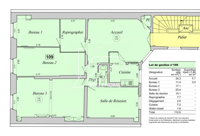 Bureau à louer, 113 m² - Paris 75002