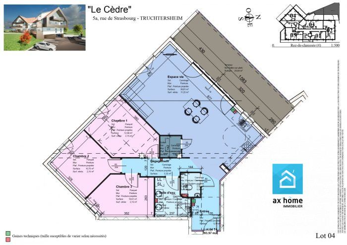 Appartement à vendre, 4 pièces - Truchtersheim 67370