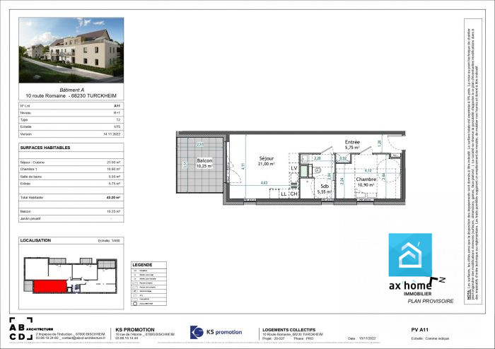 Appartement à vendre, 2 pièces - Turckheim 68230