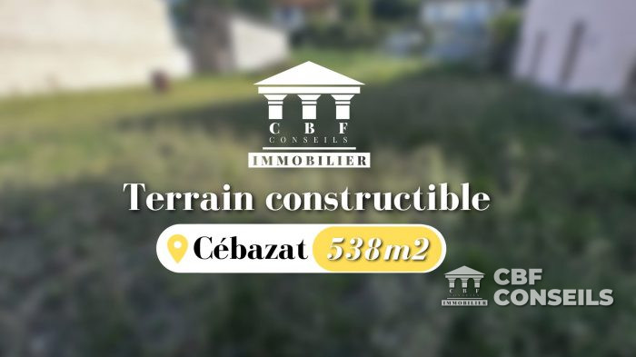 Terrain constructible à vendre, 538 m² - Cébazat 63118