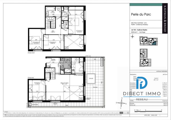Photo Appartement 5 pièces Duplex d'exception avec Terrasse 40m2 Châtenay-Malabry, Parc de Sceaux image 5/9