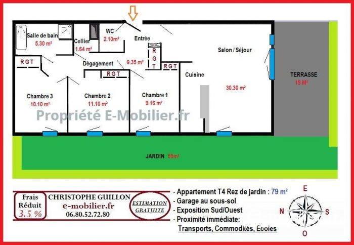 Appartement à vendre, 4 pièces - Saint-Erblon 35230