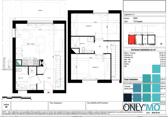 Appartement à vendre, 3 pièces - Roquettes 31120