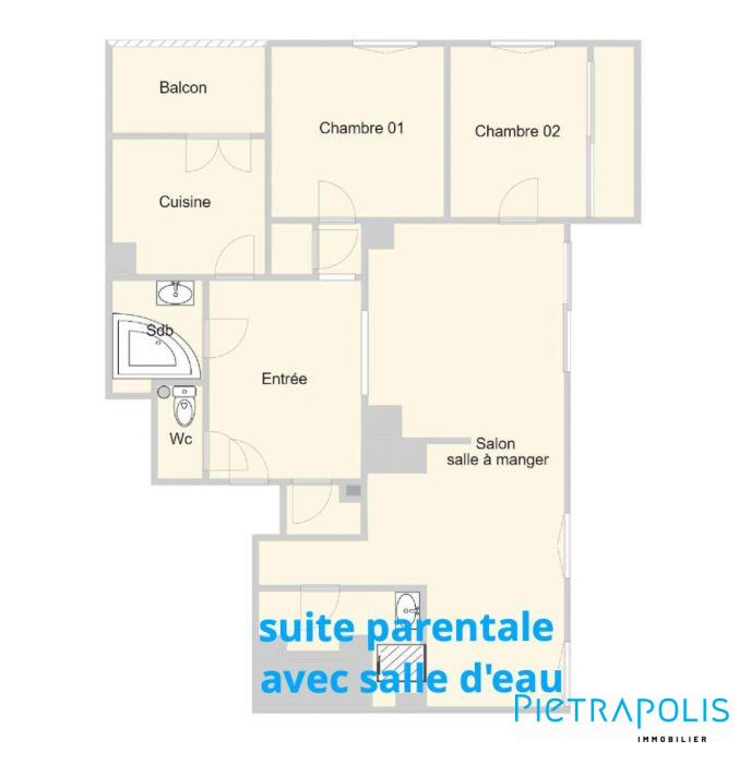 Appartement à vendre, 3 pièces - Fontaines-sur-Saône 69270