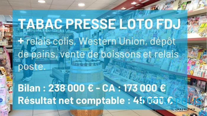 Presse, tabac à vendre, 94 m² - Le Puy-en-Velay 43000