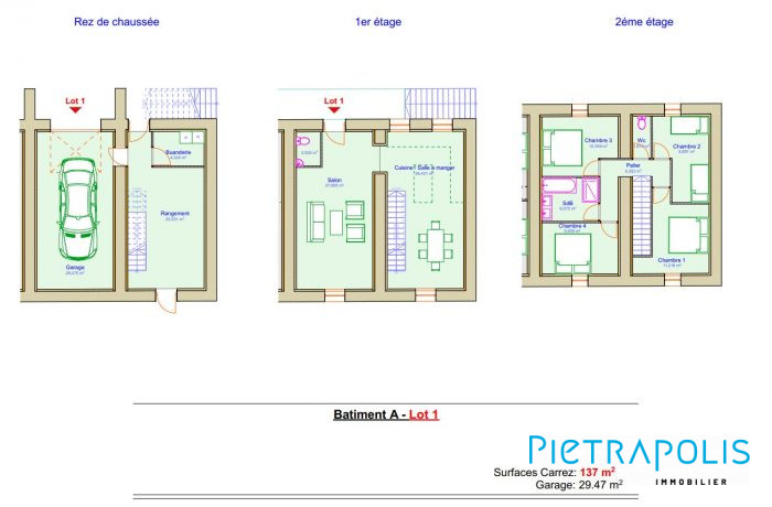 LOT 1 : Maison en plateaux de 185m² à aménager selon ses goûts avec terrain de 300m²