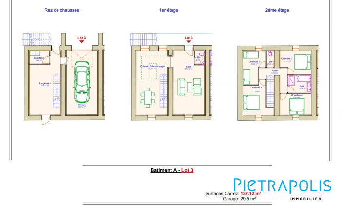 LOT 3 : Maison en plateaux de 185.72m² à aménager selon ses goûts avec terrain de400m²