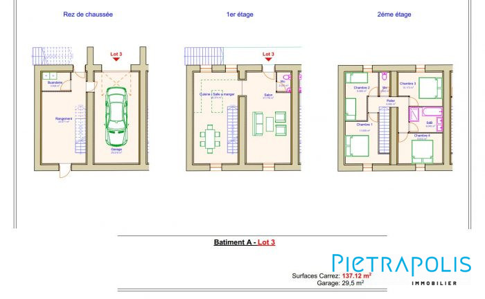 LOT 3 : Maison en plateaux de 185.72m² à aménager selon ses goûts avec terrain de400m²