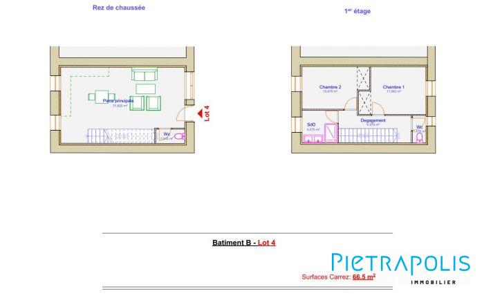 LOT 4 : Maison en plateaux de 75.70m² à aménager selon ses goûts avec terrain de 50m²