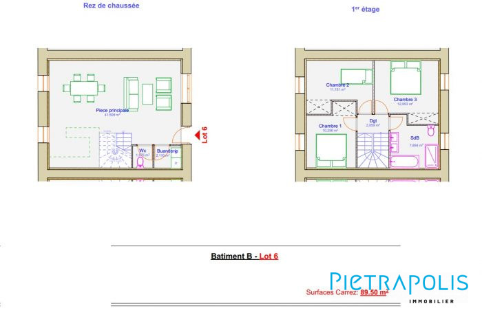 LOT 6 : Maison en plateaux de 100.52m² à aménager selon ses goûts avec terrain de 80m²