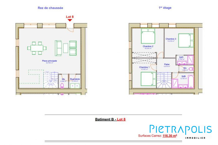 LOT 8 : Maison en plateaux de 128.55m² à aménager selon ses goûts avec terrain