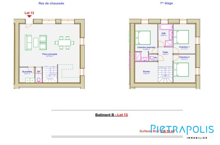 LOT 13 : Maison en plateaux de 122.11m² à aménager selon ses goûts avec terrain