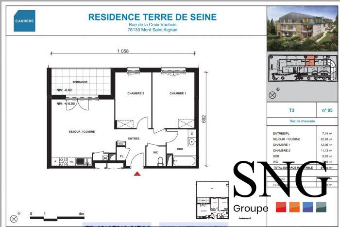 Appartement à louer, 3 pièces - Mont-Saint-Aignan 76130